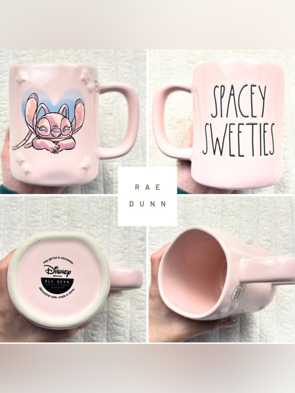 Rae Dunn Stitch Angel Pink Mug